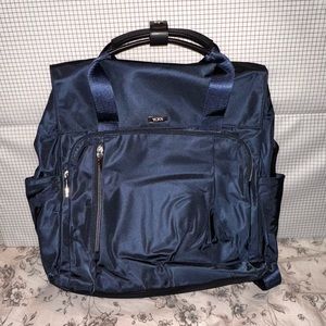 Blue nylon backpack